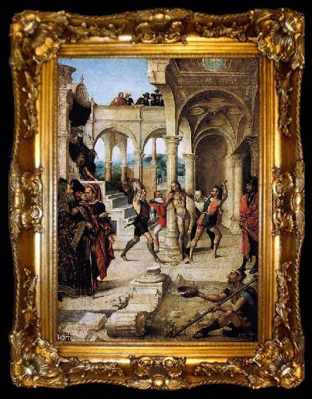 framed  Alejo Fernandez Scourging of Christ, ta009-2